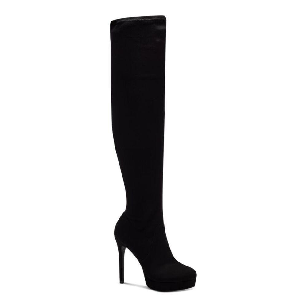 THALIA SODI Womens Black 1" Platform Clarissa Almond Toe Stiletto Boots 5 M